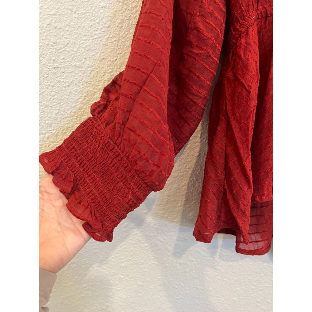 Flawless Blouse Women Sheer Bohemian Tie Waist Long Sleeve Medium a251 - Picture 5 of 7